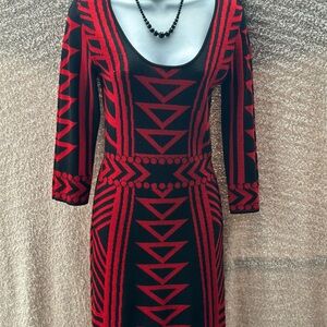 🖤 Red & Black Holiday Sweater Dress by Derek Hart – Size Small